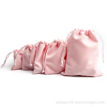 Custom Printed Small Velvet With String Jewelry Storage Bags Thickened Jewelry Gift Bag